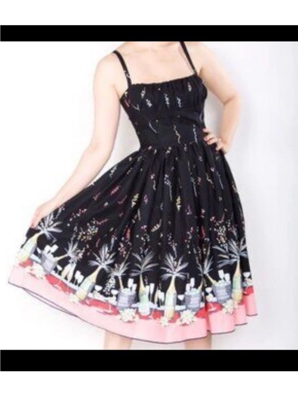 Bernie Dexter Paris Celebration Print Fit & Flare Dress Square Neck Knee 1X & L